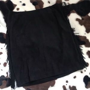 Gretchen Scott faux suede skirt with fringe